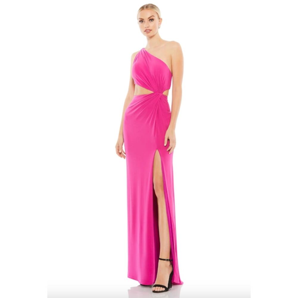 MAC DUGGAL Dress Size 6 Evening Gown One Shoulder Ruched NEW Fuchsia Pink